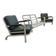 Canapé et fauteuils en aluminium de l'armée américaine, style milieu du XXe siècle, par Hans H. Hunnebeck, 1953