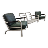 Sofa and armchairs in aluminium from the American army, mid-20th century style, by Hans H. Hunnebeck, 1953.