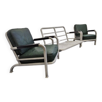 Mid century US Army Aluminium  Sofa and Armchairs by Hans H. Hunnebeck,1953