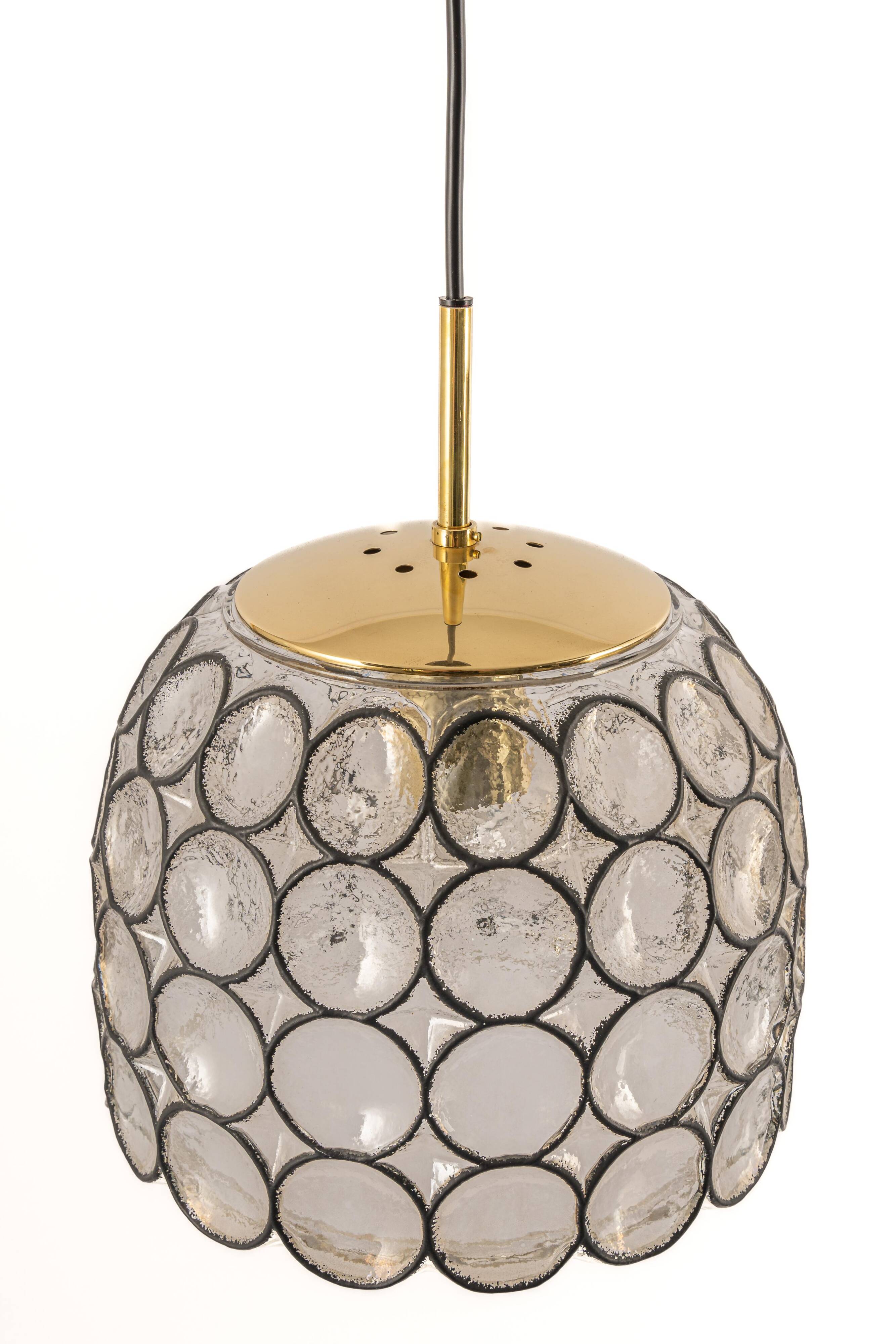 Iron and clear glass pendants by Limburg, Germany, 1960s.