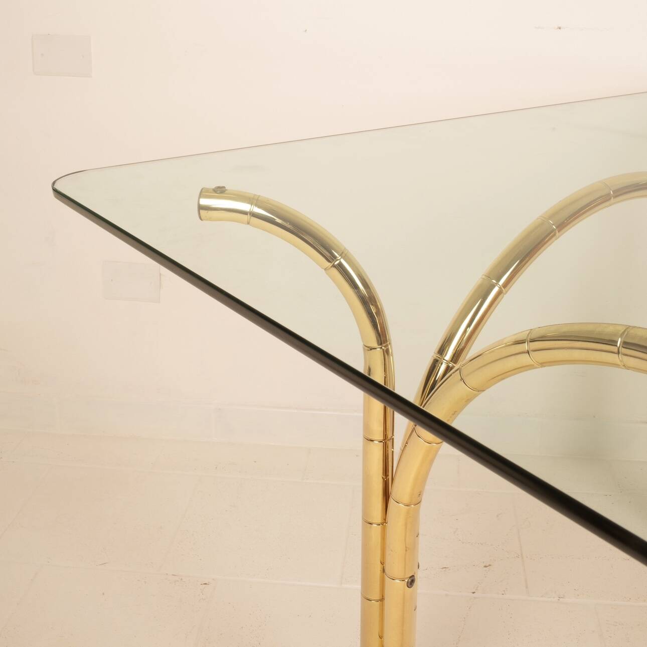 Tavolo in Cristallo e Ottone 1970 Manifattura Italiana