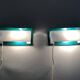 Paire d'appliques murales à volet Scandinave vert et blanc. Années 80