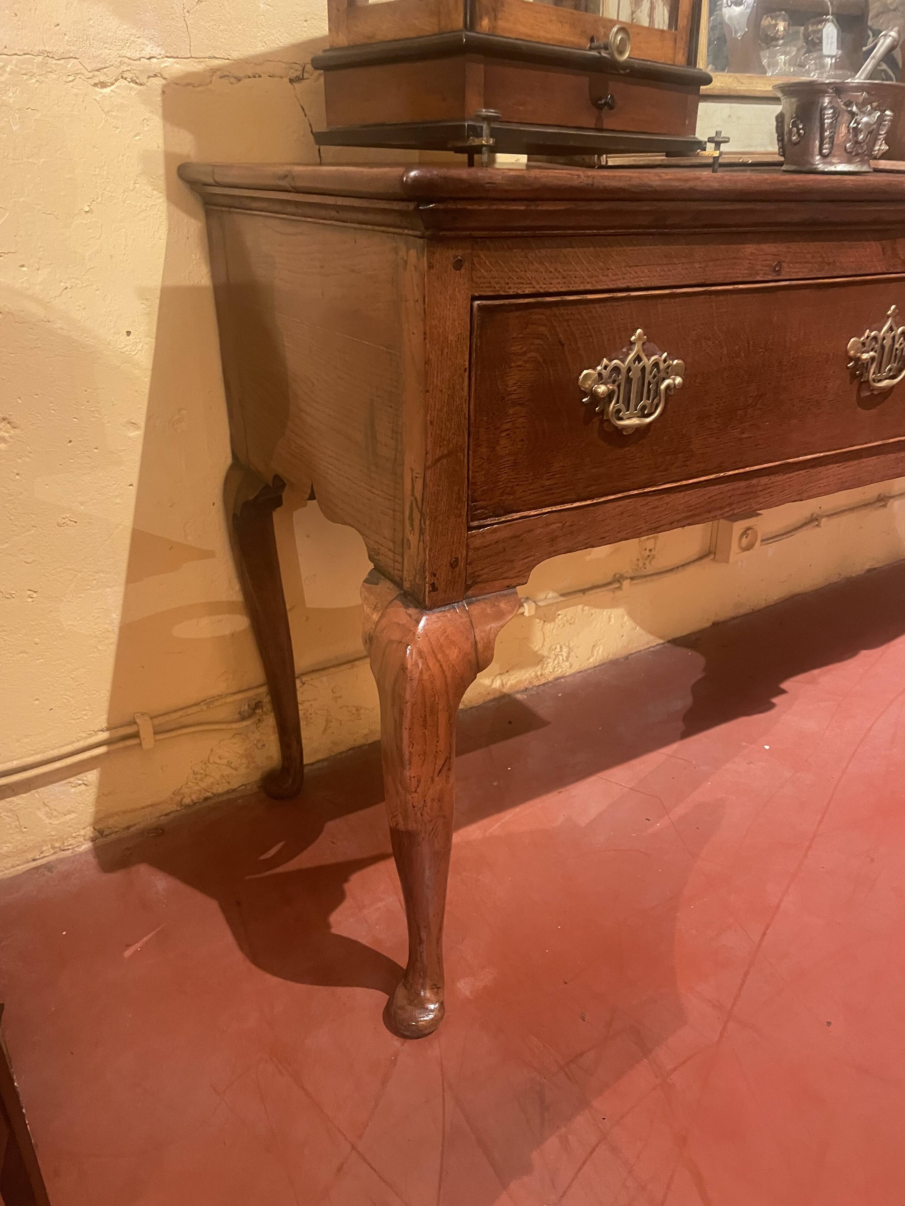 Grande Console En Chêne Trois Tiroirs -18° Siècle