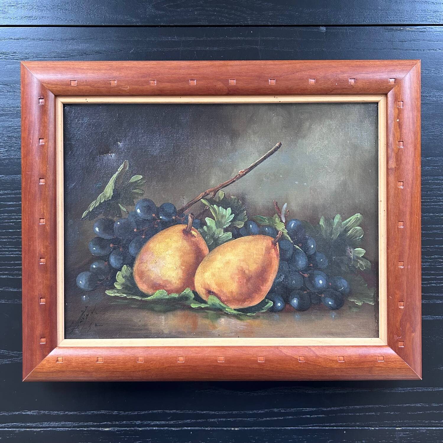 Old painting pears and grapes