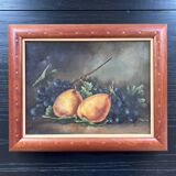 Tableau ancien poires et raisins