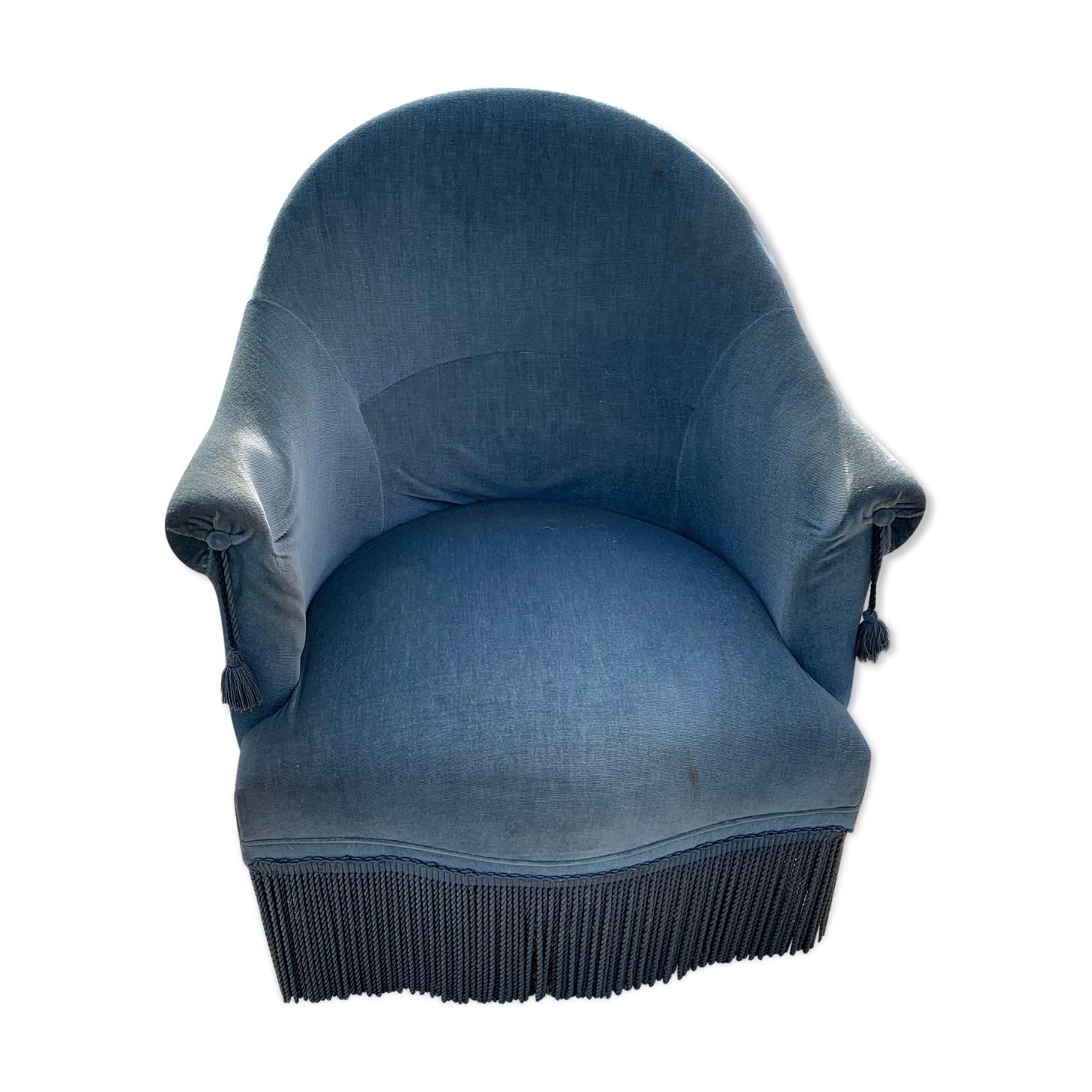 Blue velvet toad chair