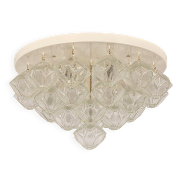 Large rare pagoda glass ceiling lamp by Kalmar, Austria, 1960s.
