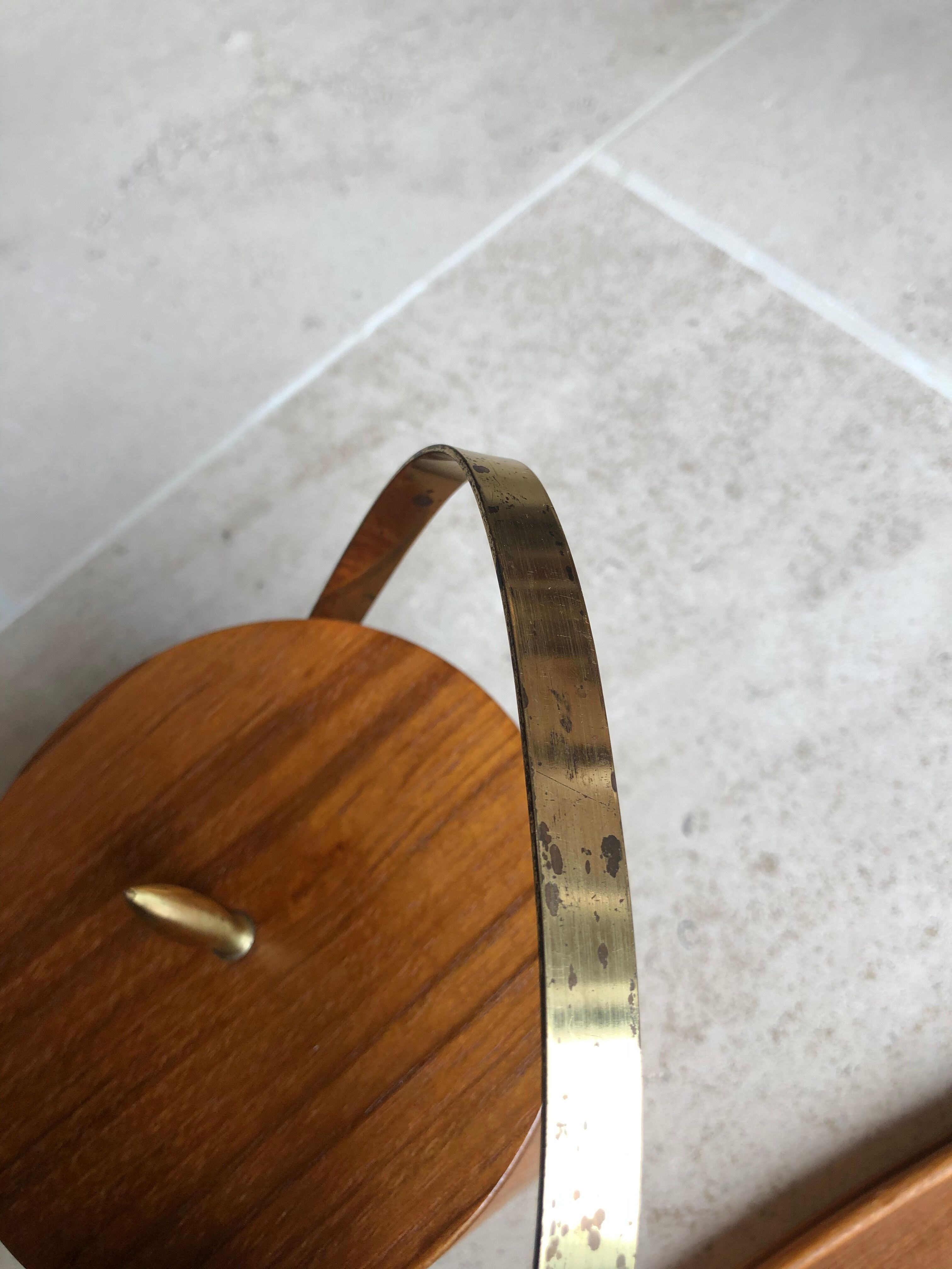 Scandinavian ice bucket in teck wood plating 1950