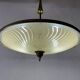Large UFO design ceiling light in brass and printed glass, 1950s, Italy.
