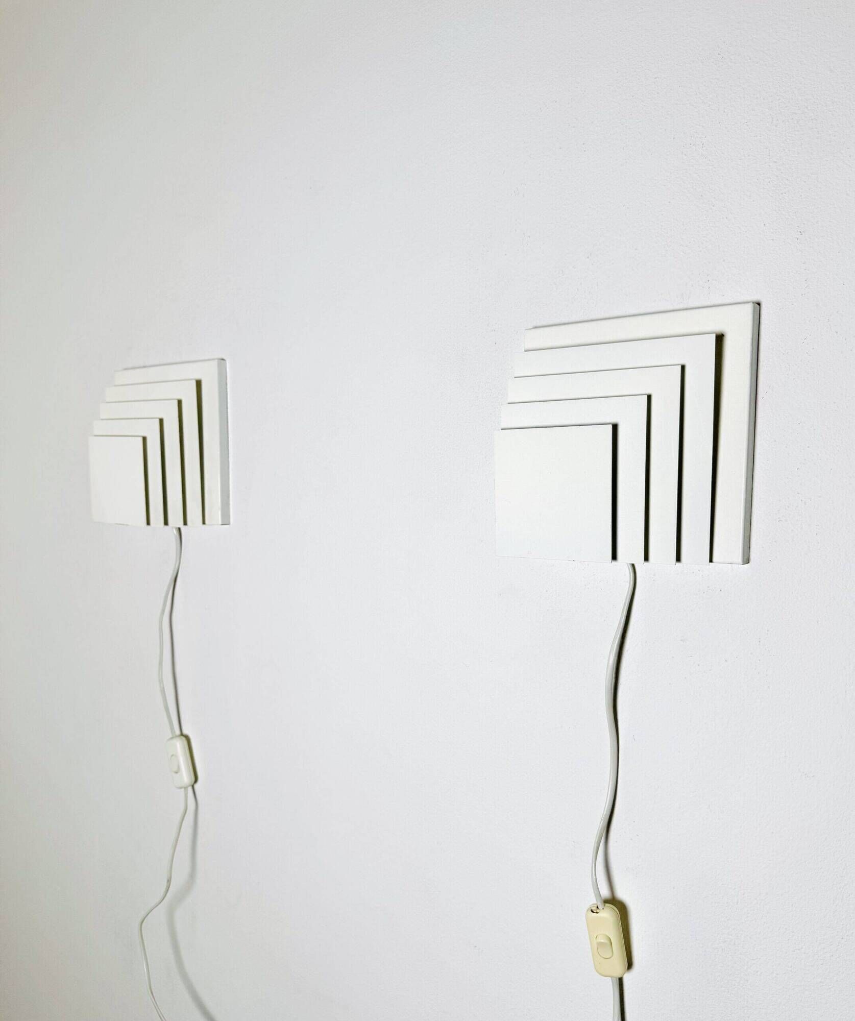 Geometric Square Layered Wall Lamps By Unknown Designer, The Netherlands 1960S