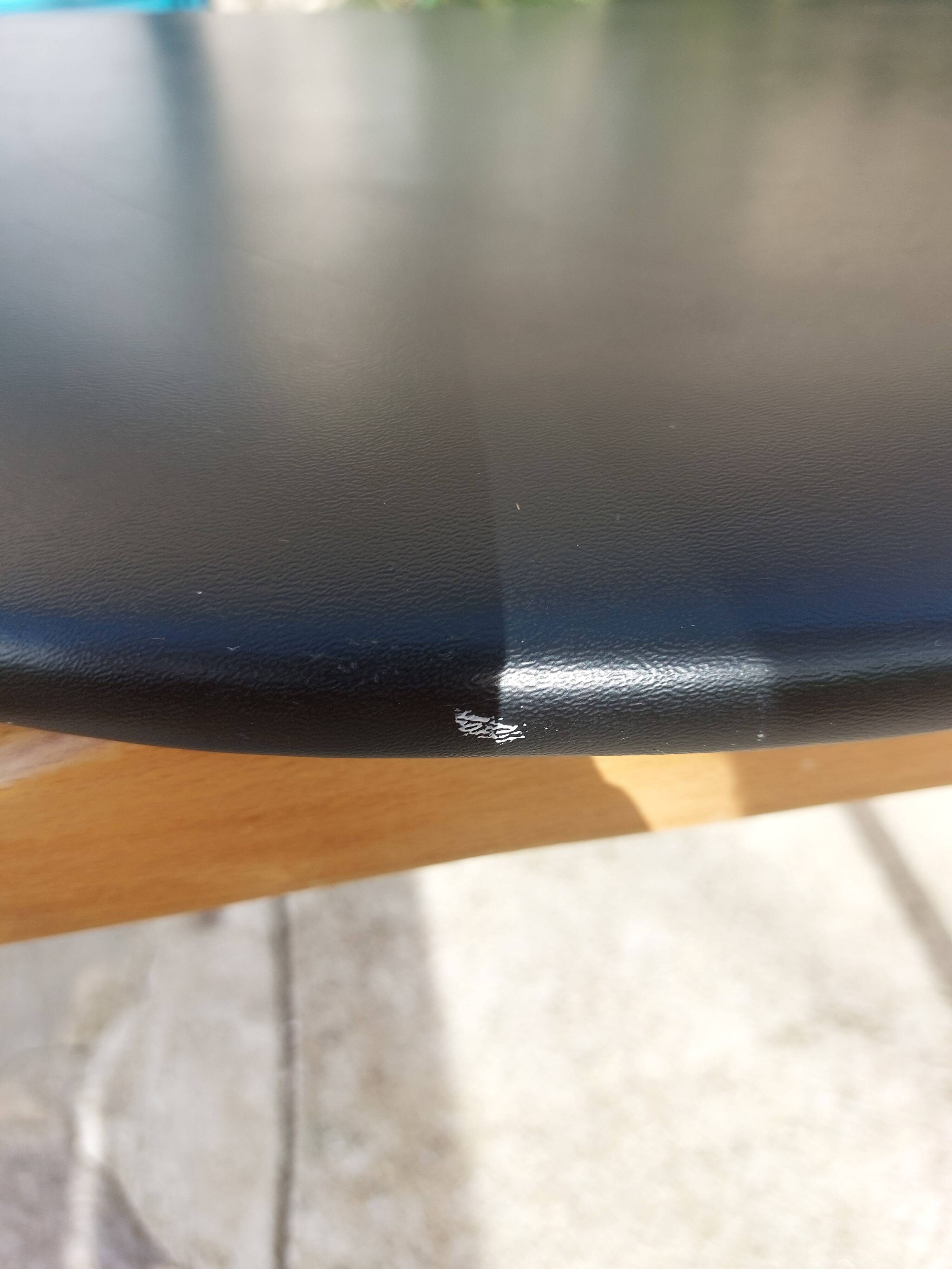 3 Scandinavian-style chairs, light wood and black faux leather