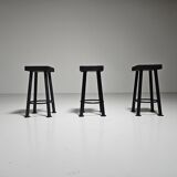 Set of 3 brutalist stools, Belgium, 1970.