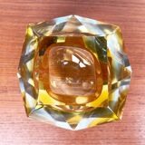 Vintage Italian Sommerso yellow glass bowl, Murano, 1970s.