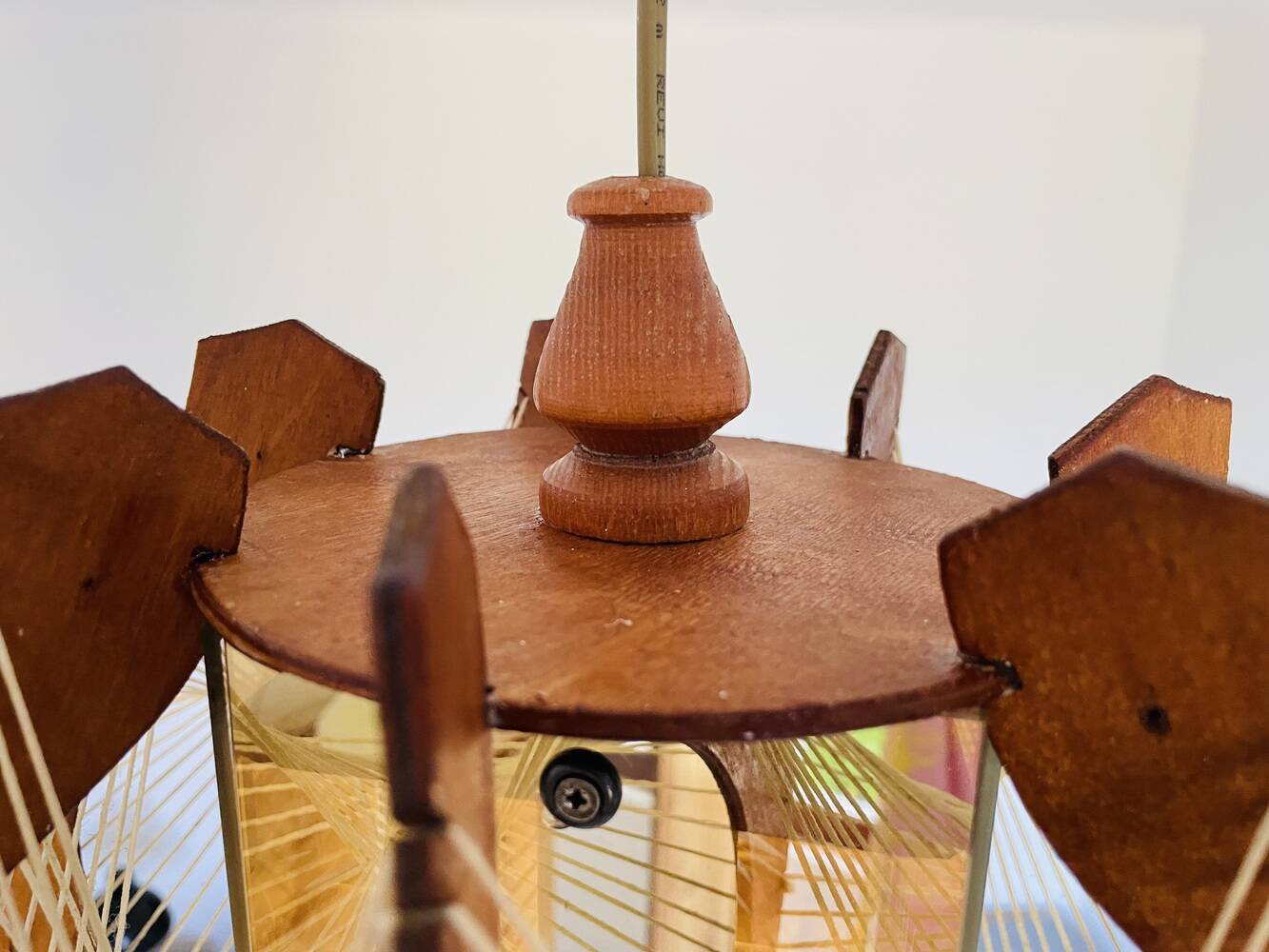 Mid Century wood hanging lamp wooden