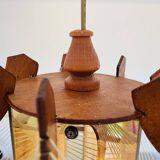 Mid Century wood hanging lamp wooden