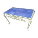 Ceramic tile coffee table & vintage wrought iron base