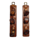 Pair of game bags in saddle leather and brass, old, 3 hooks, 57 cm