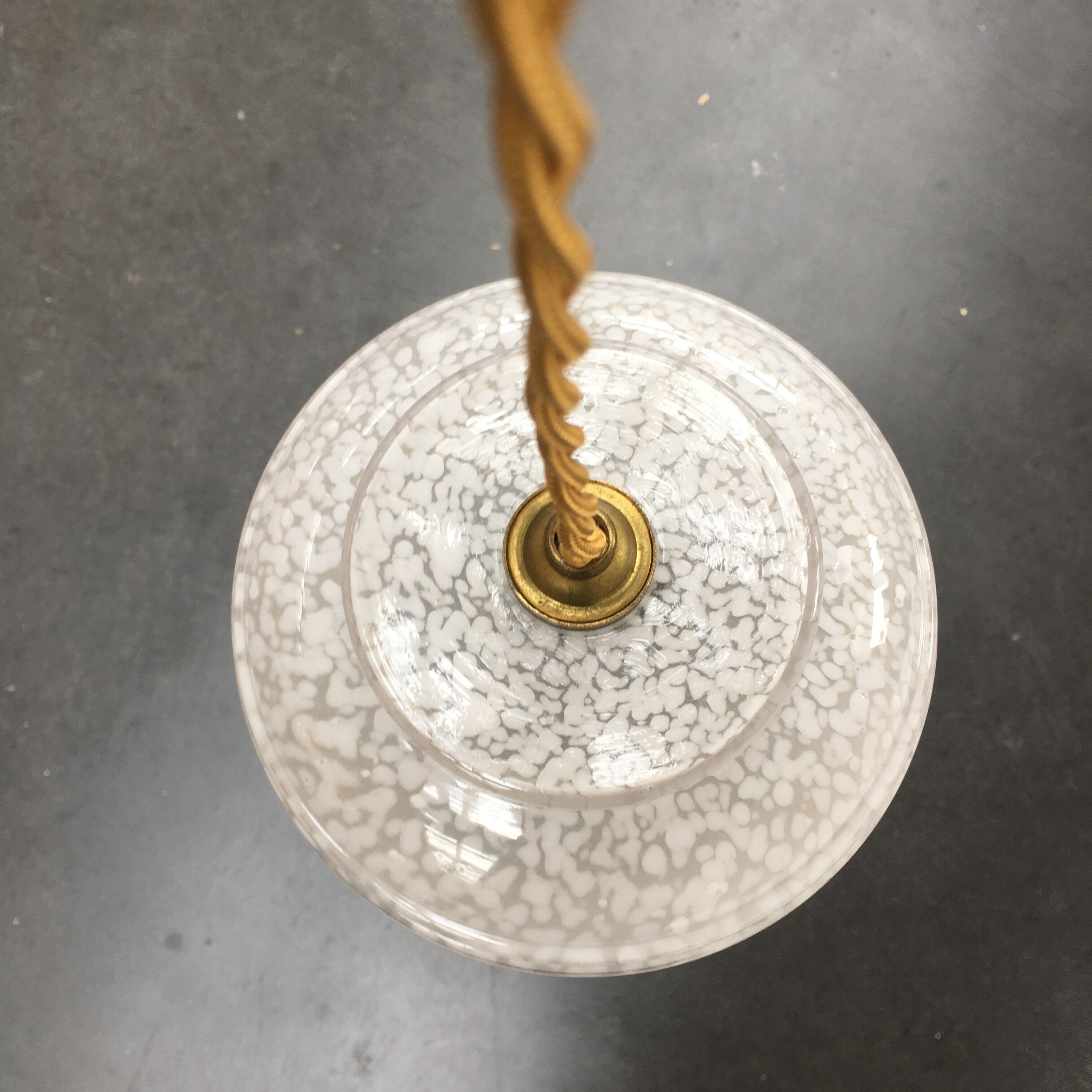 Pair of white clichy glass pendant lamps