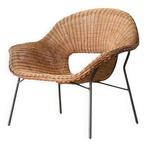 Fauteuil lounge sculptural - rotin