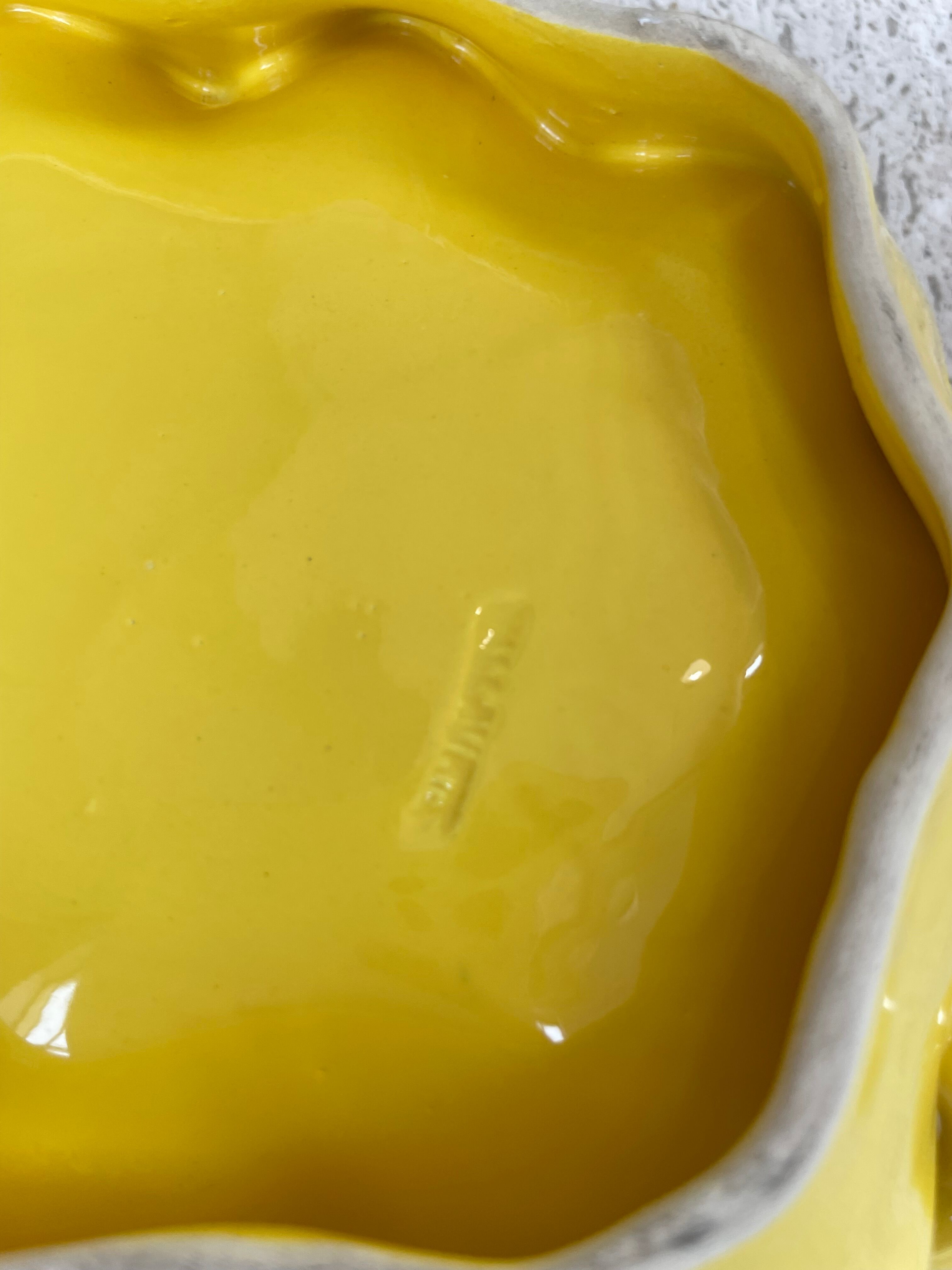 Ceramic yellow vallauris dish
