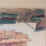 Tableau Aquarelle signée Vue sur la Cathédrale d'Albi