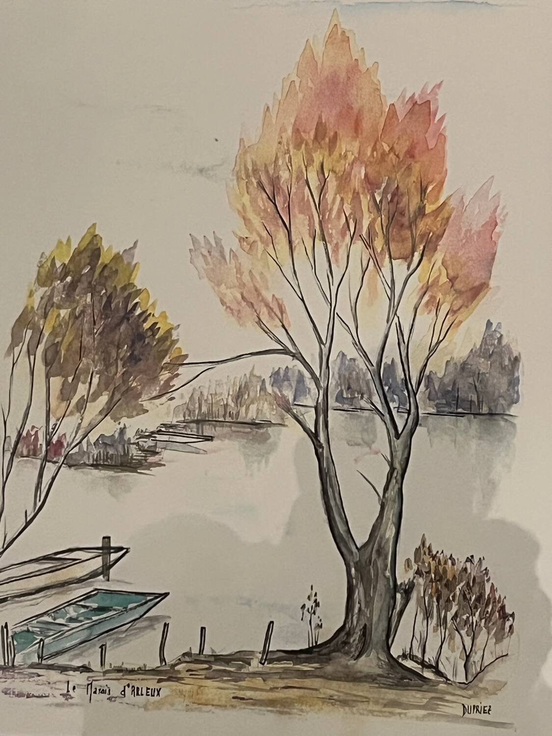 Tableau : Aquarelle -paysage de marais