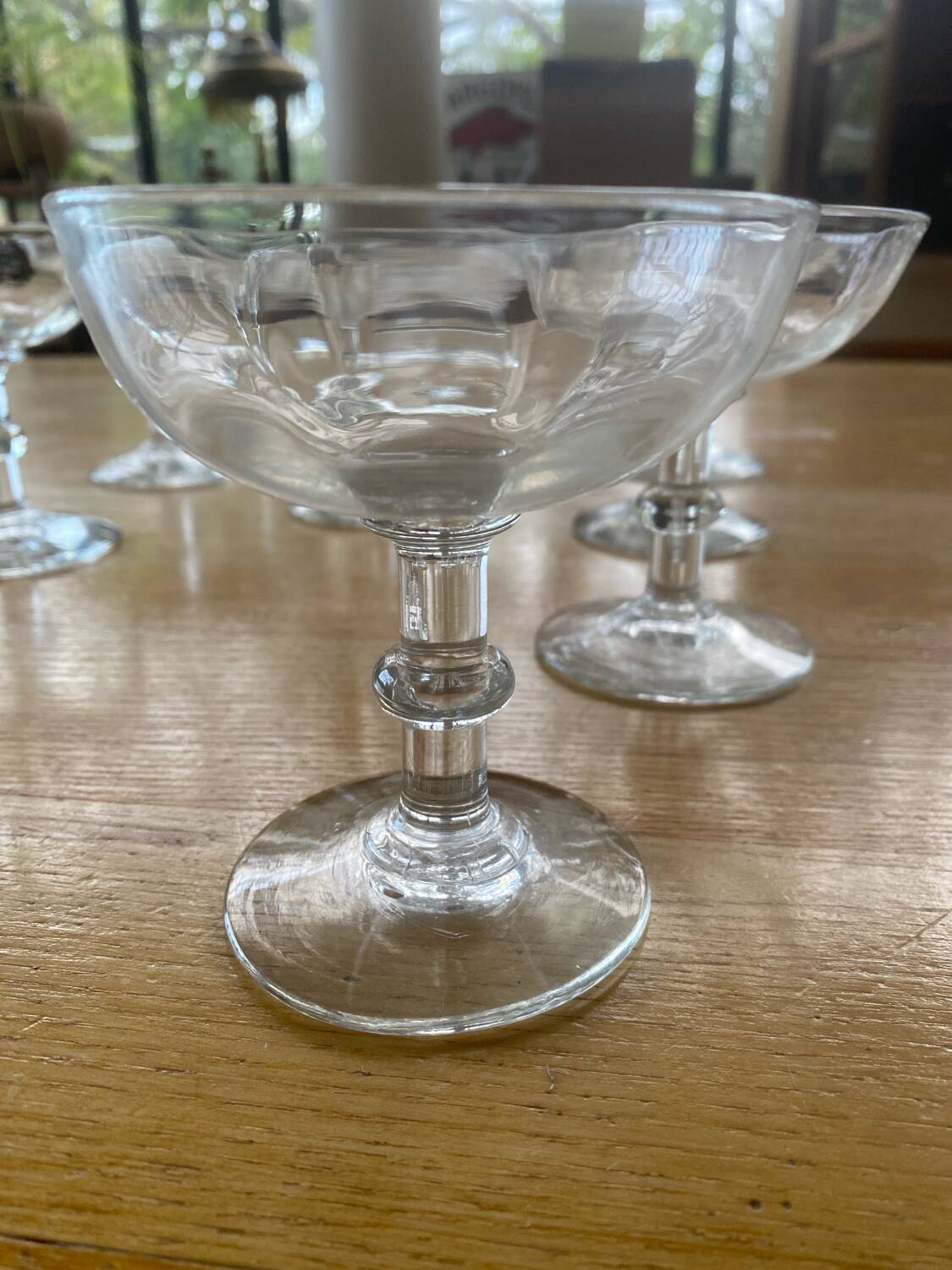 9 antique champagne glasses
