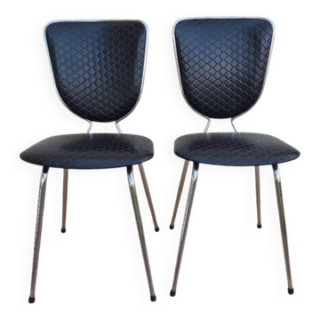 Black faux leather chairs