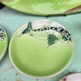 Vintage Vallauris ceramic dinnerware set. Fish design. 1960s