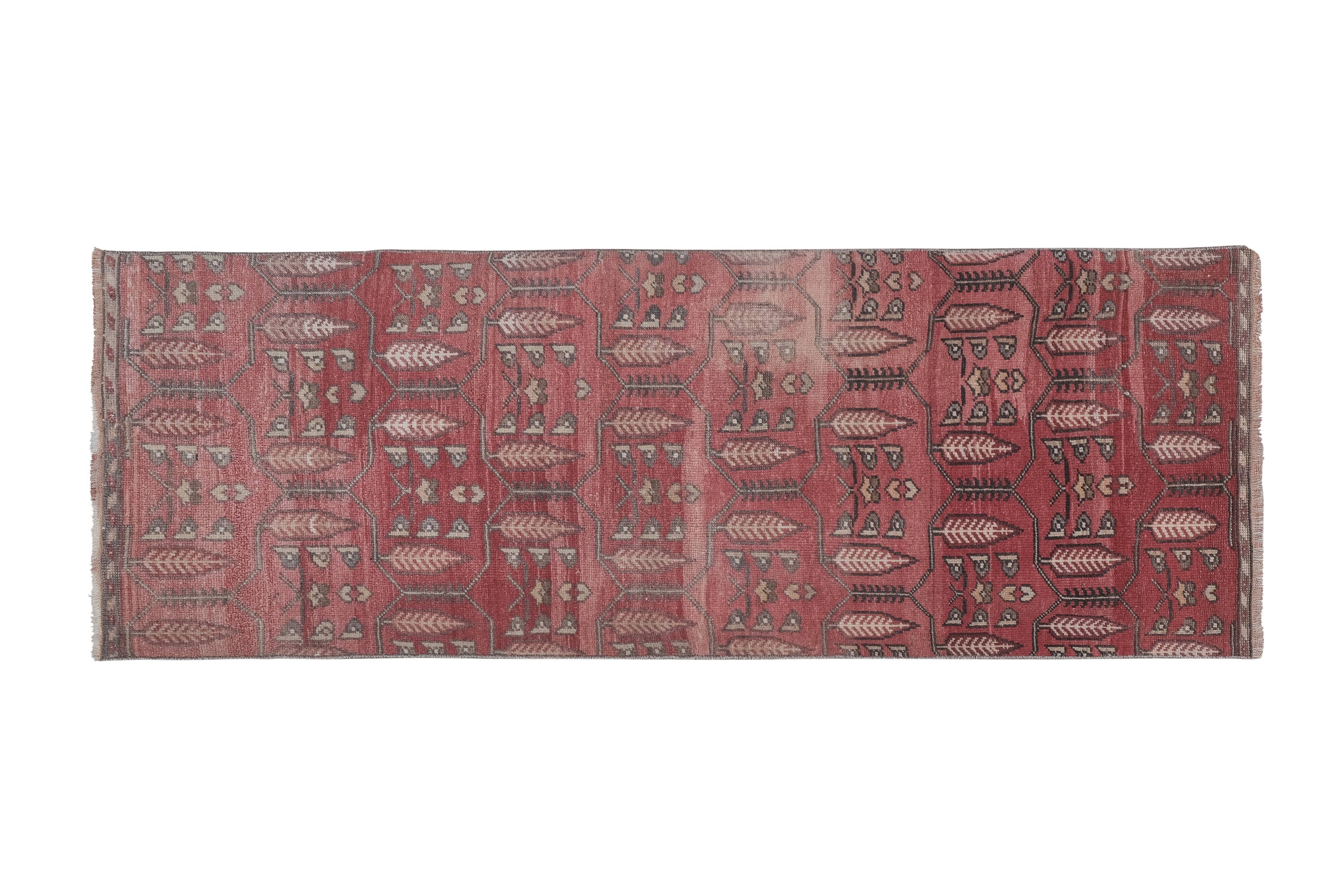 1970s Distressed Tree of Life Pattern Turkish Karapinar Rug 2'6'' x 6'7''