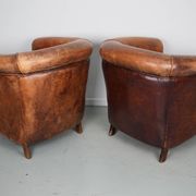 Fauteuil Club Vintage en Cuir Couleur Cognac, Pays-Bas, Set de 2