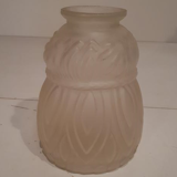 Vase in molded pressed glass frosted white stylized in art deco shapes