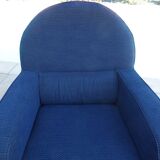 Club armchair upholstered in blue fabrics –Excellent condition-