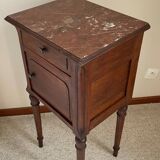 Antique bedside table in wood and marble
