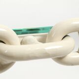 1970s XL Coffee Table Made of Nautical Iron Chain with a Thick Glass Plate