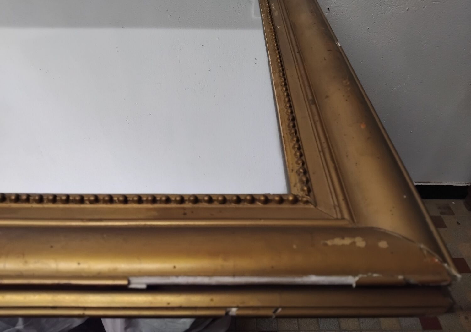 Antique wooden and plaster mirror 69x93cm