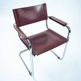 chairs in burgundy leather, Fasem, 1980s