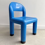 Blue plastic space age kids chair, bold italian design