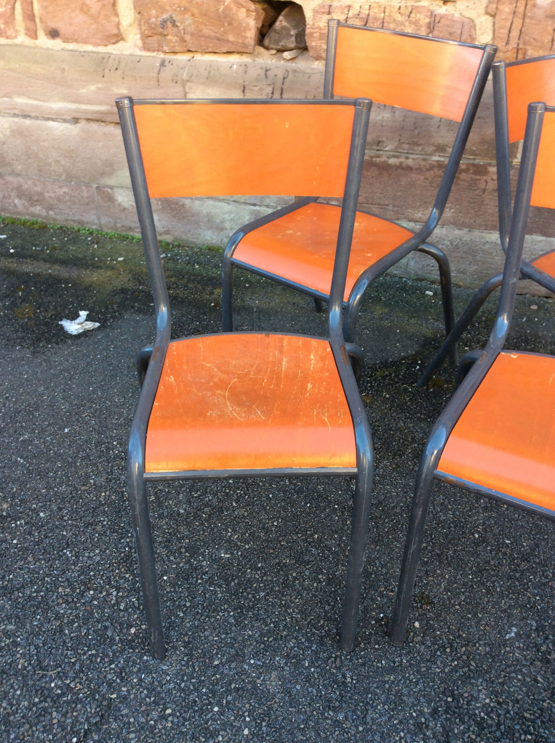 4 industrial school chairs Mullca