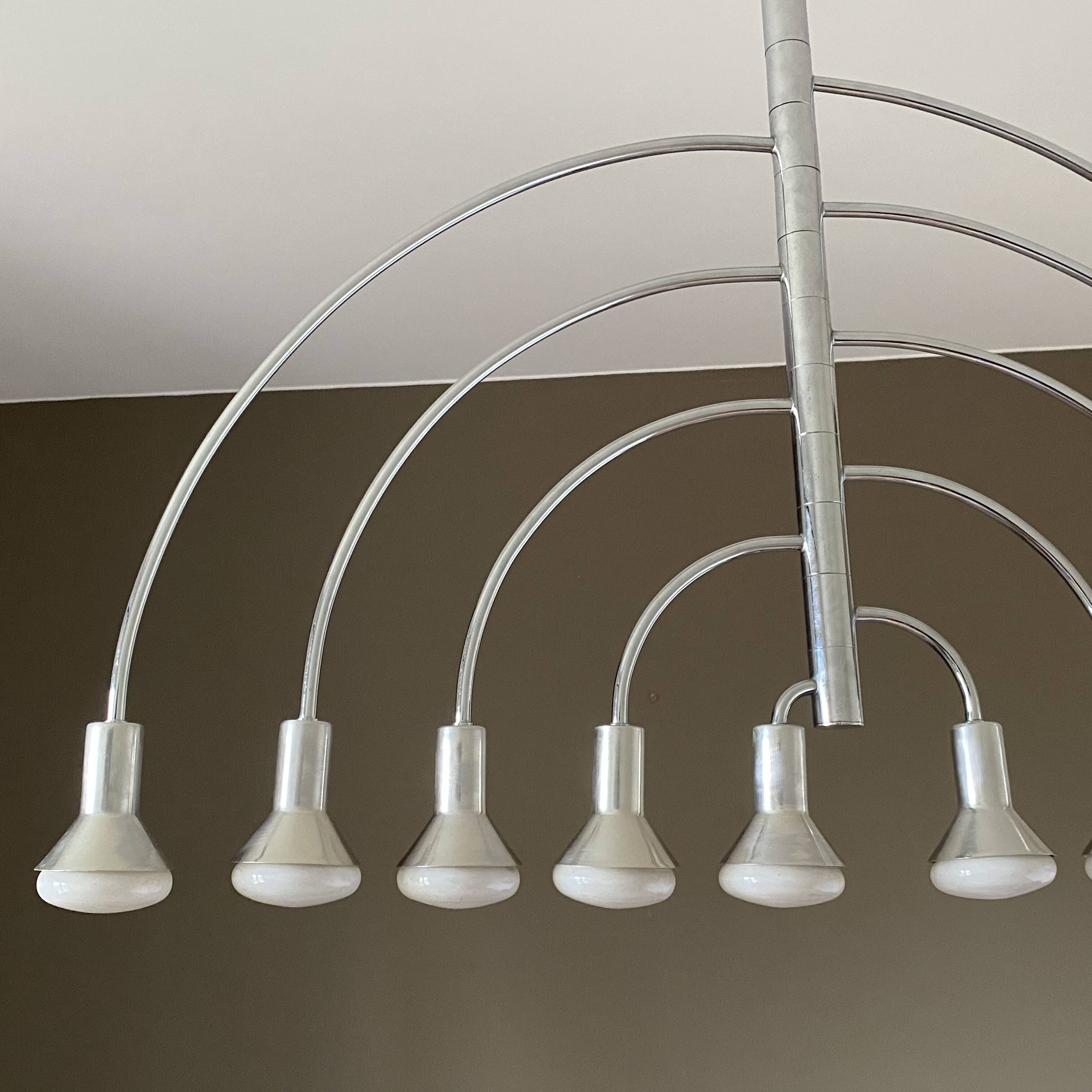 10-branched chandelier by Max Bill for Temde 1960