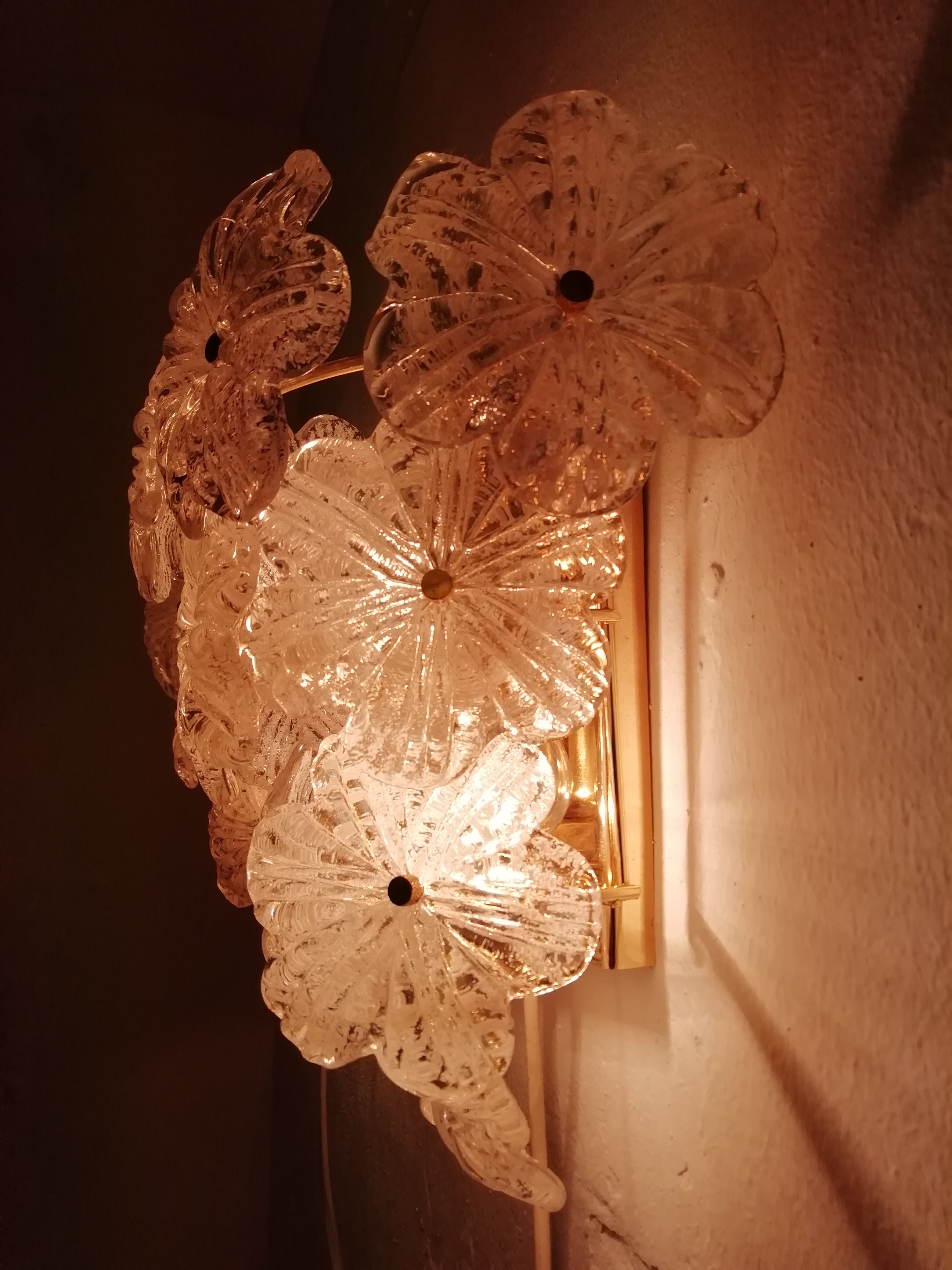 Pair of Murano glass flower wall light