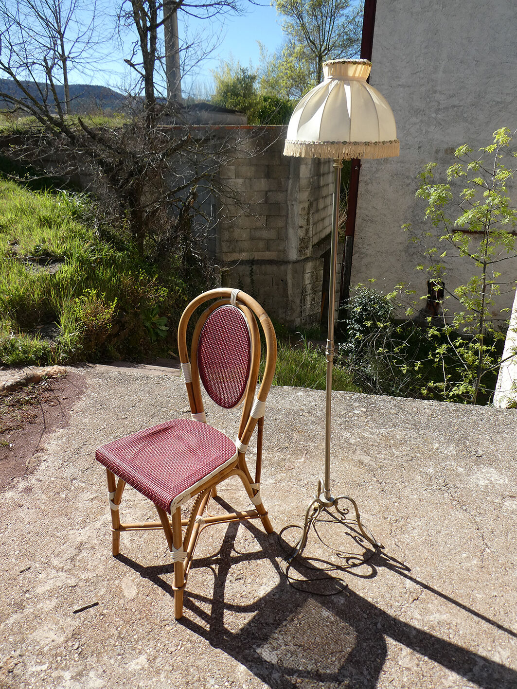 Lampadaire vintage à franges