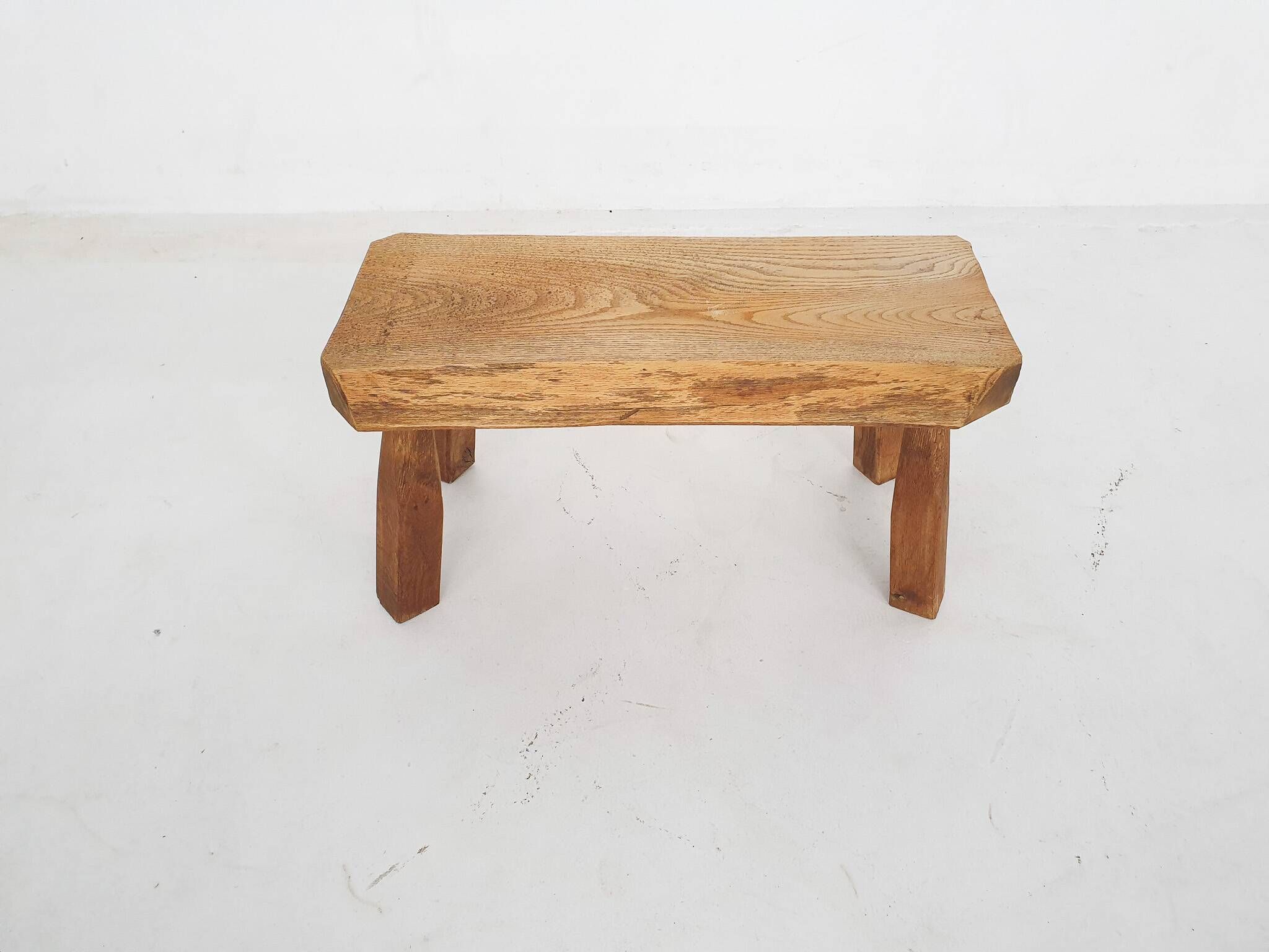 Solid oak side table, The Netherlands 1970's