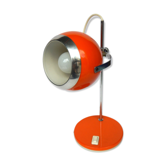 Lampe sur pied eyeball orange metal à poser boule space age des années 70