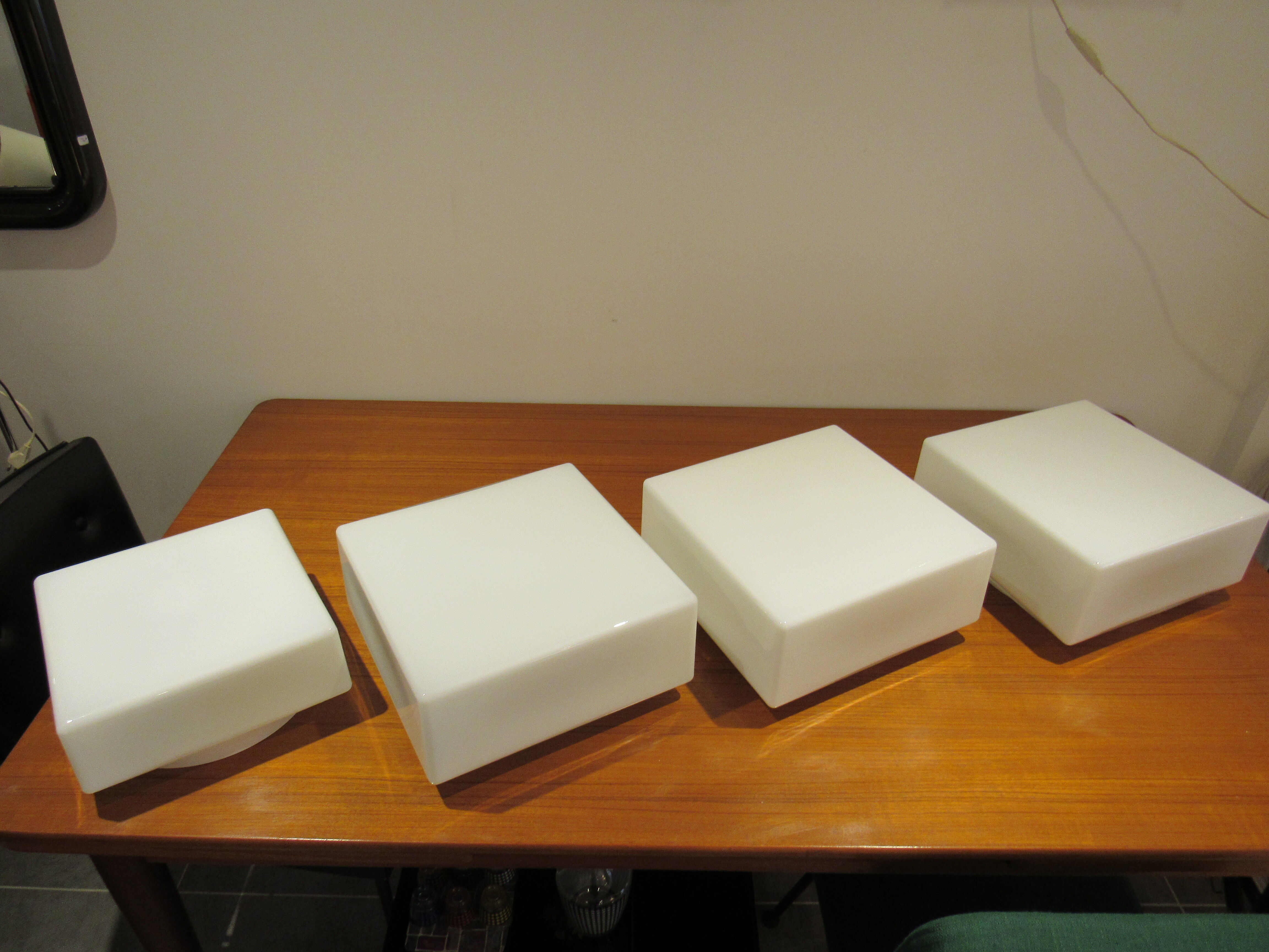 Vintage white glass Lita ceiling lamp