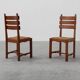 Mid-Century Brutalist Oak and Wicker Chair, Belgium, 1960