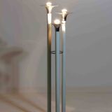 French tripod floor lamp with trumpet shades in chrome and enamel, 1960s