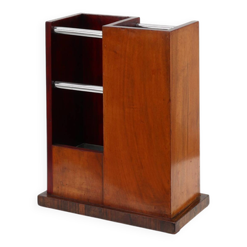Early Art Deco umbrella stand in wood and metal, France ca. 1910