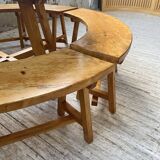 Set of round table and 4 rounded benches, 1950