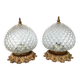 Pair of Massive Belgium ceiling lights in pressed glass and gold metal – late 1960s